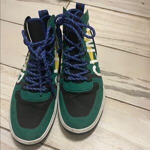 Men’s Ralph Lauren Polo Black/Green/Blue Canvas Climbing Sneakers Size 8